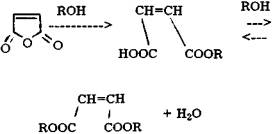 Для устранения перечисленных недостатков малеиновый ангидрид переводят в диалкиловые эфиры соответствующей кислоты, которые полу­чают взаимодействием ангидрида с однооснов­ными спиртами C1-C4.